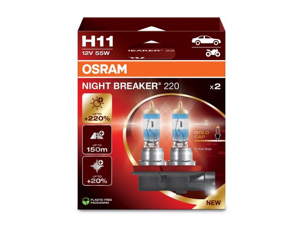 OSRAM H11 Night Breaker 220 Lampen 12V +220% mehr Licht DuoBox - 64211NB220-2HB